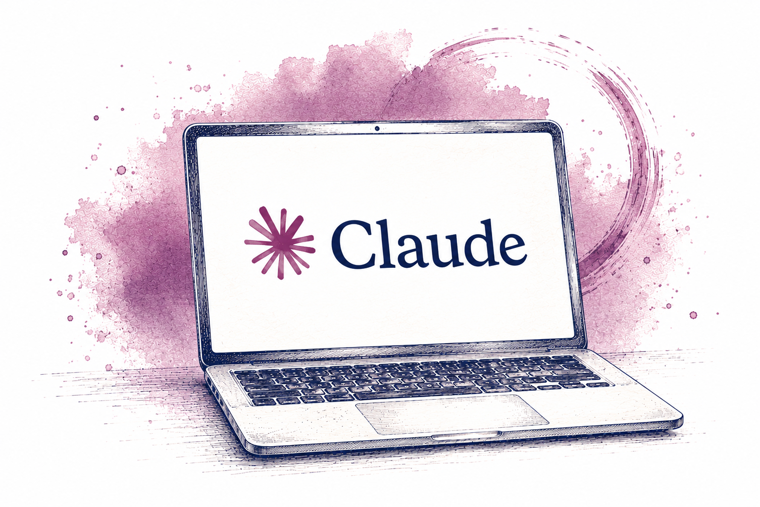 Illustration of laptop with the Claude logo on the screen
